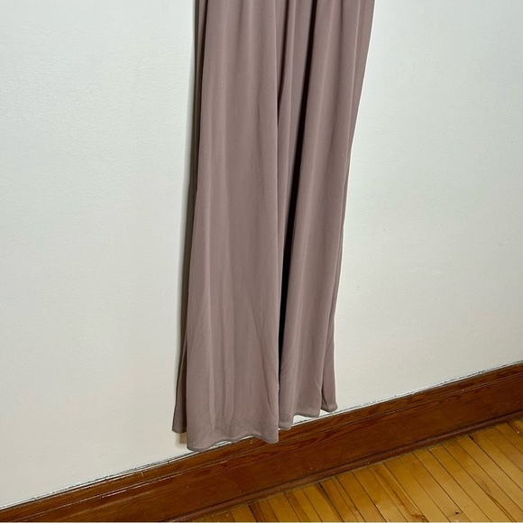 Lulu’s Sz S Nude Neutral Chiffon Maxi Bridesmaid Dress - Picture 4 of 9